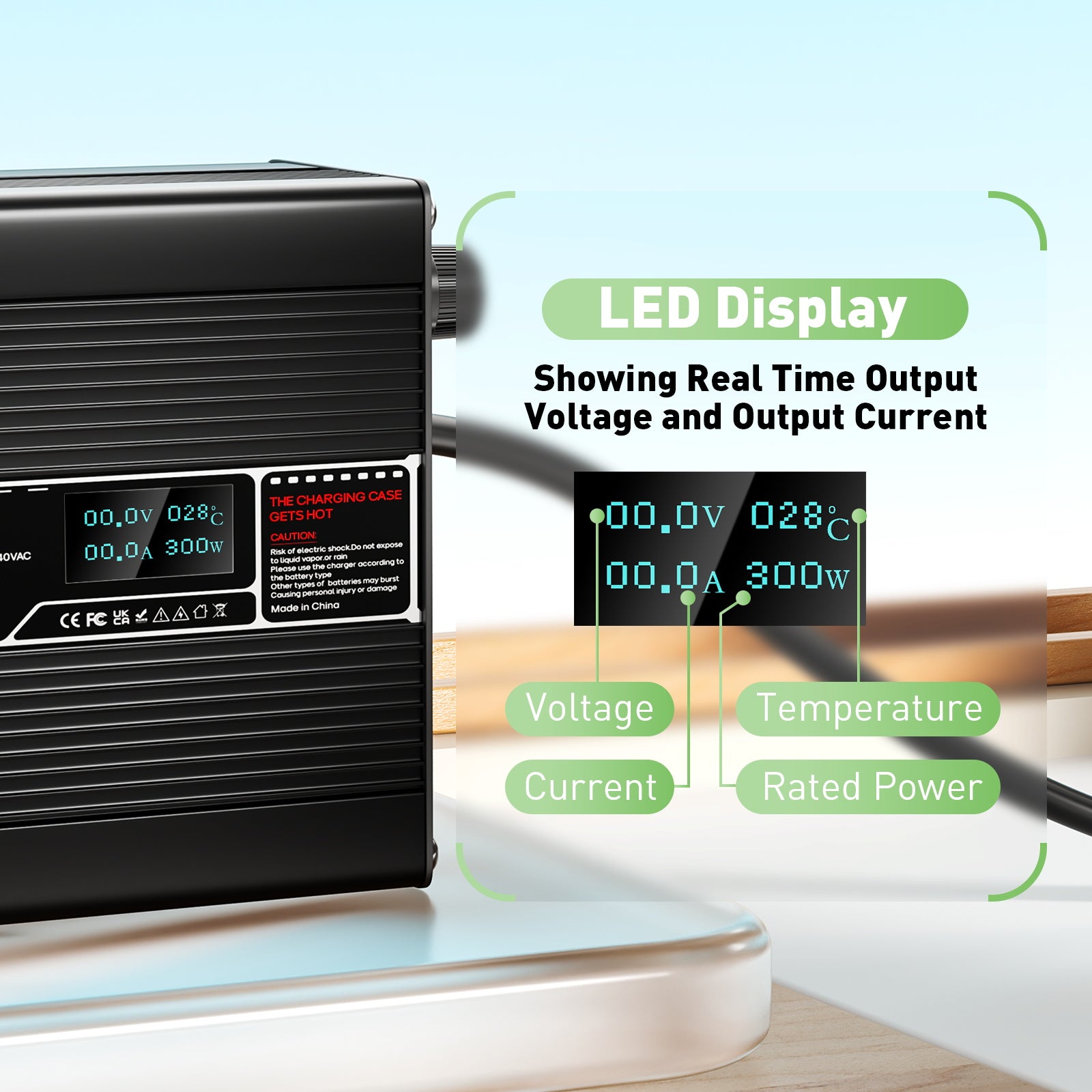 NOEIFEVO 72V 3.5A Lead Acid Battery Charger,Aluminum Case ,OLED Display, AGM GEL Battery Fast Charger