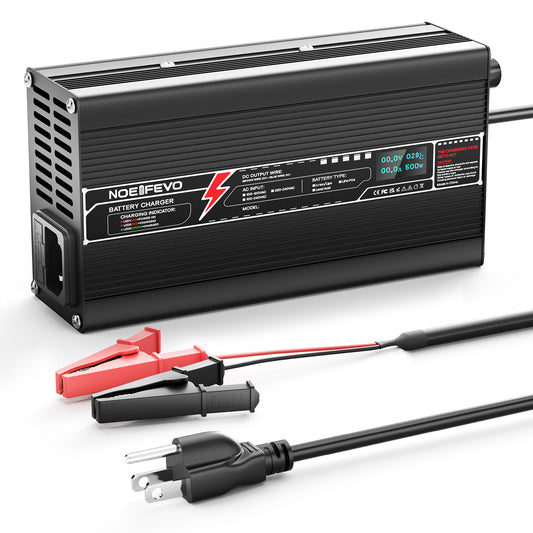 NOEIFEVO 12.6V 20A Lithium Battery Charger For 11.1V 3S Battery, Automatic Cut Off, aluminum housing, LCD screen