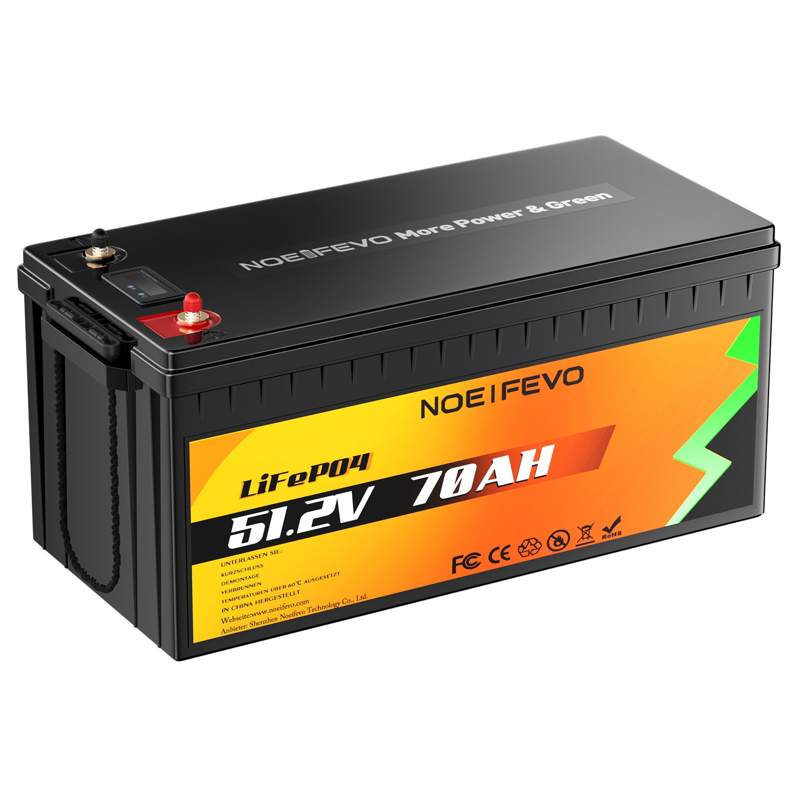 NOEIFEVO D4870 51.2V 70AH Lithium Iron Phosphate Battery LiFePO4 Rechargeable Battery With 80A BMS