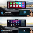 Portable Carplay Screen for Car, 10.26’’ Car Stereo Wireless Car Play & Android Auto Touch Screen, 4K Dash Cam, 1080P Backup Camera, Mirror Link/Voice Control/Music Play/GPS Navigation